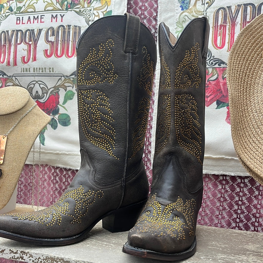 Brown Boot w/ Gold Sparkles