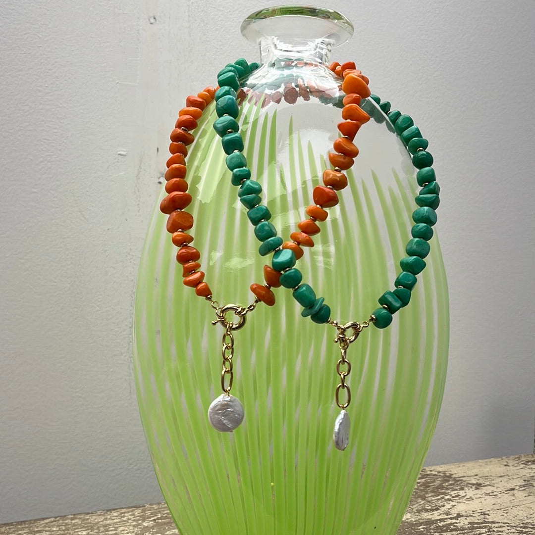 Bead Necklace w/ Charm