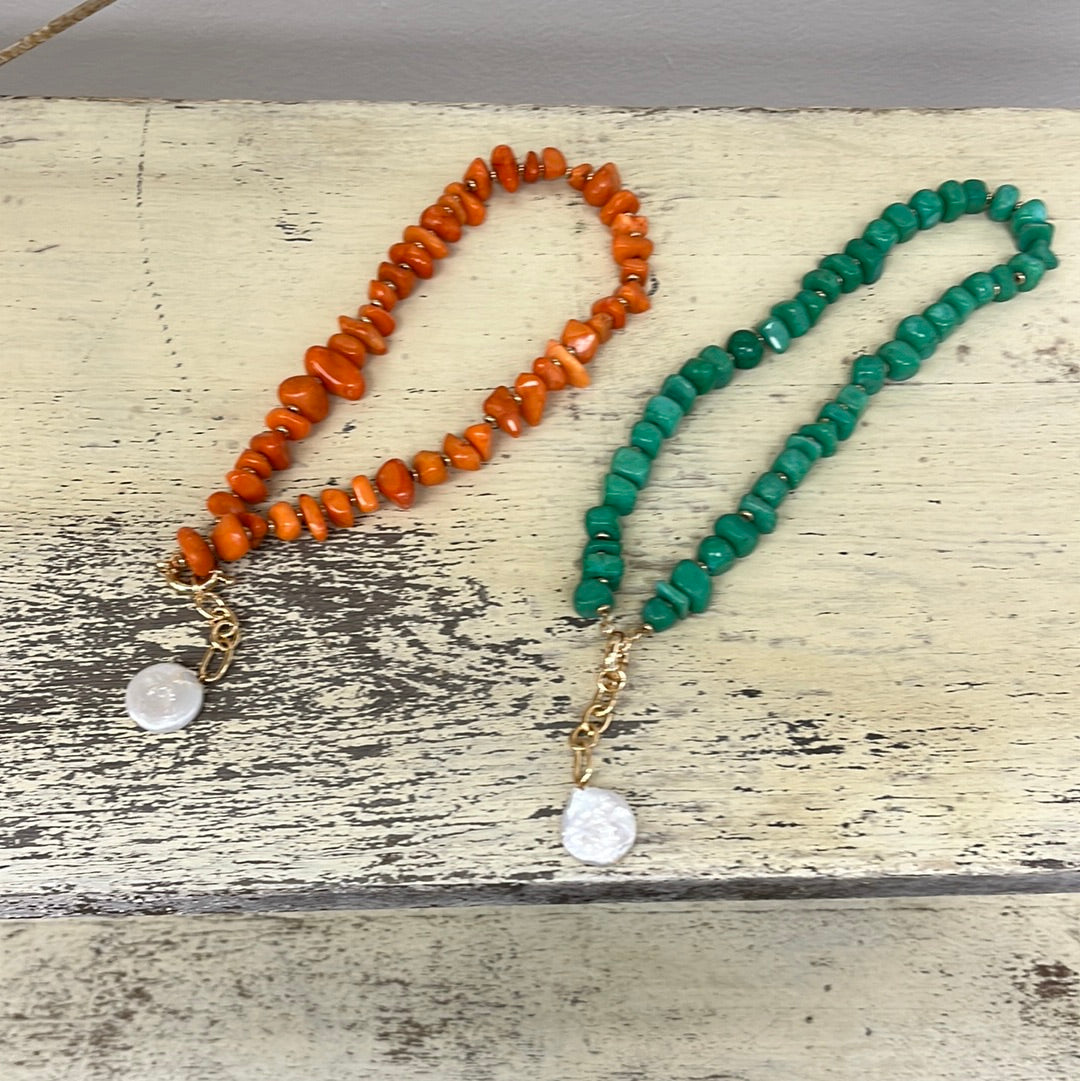 Bead Necklace w/ Charm