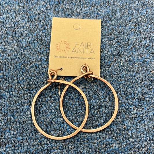 Hammered Copper Hoop Earrings