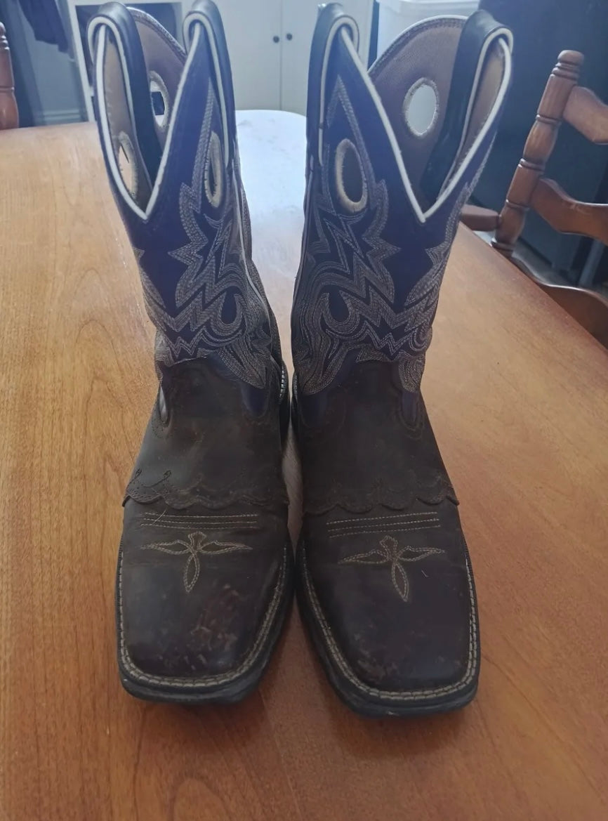 Brown Durango Boots w/ Purple Avcents