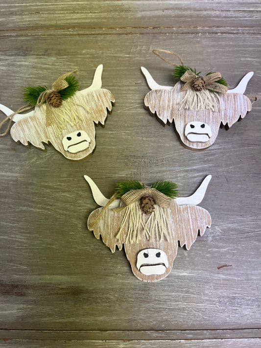 Wood Cow Ornament