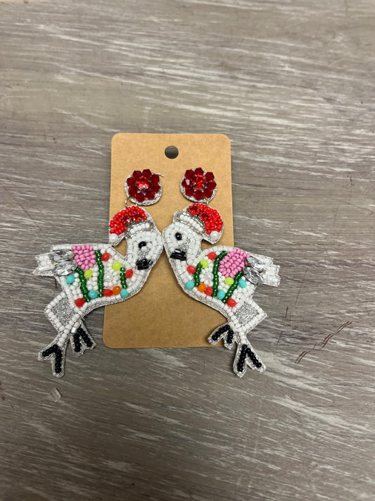 Christmas Bead Flamingo Earrings