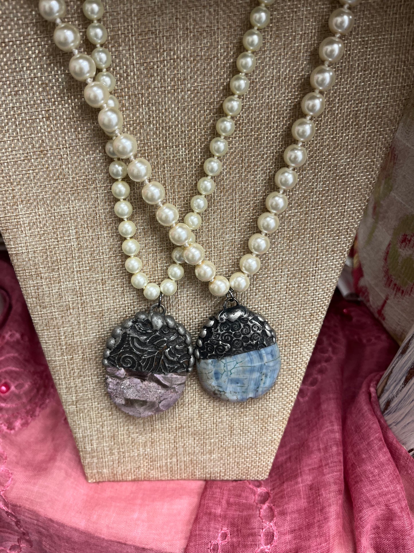Custom Stone & Pearl Necklace