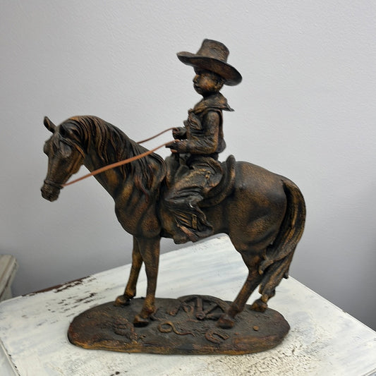 Horse & Cowboy Statue