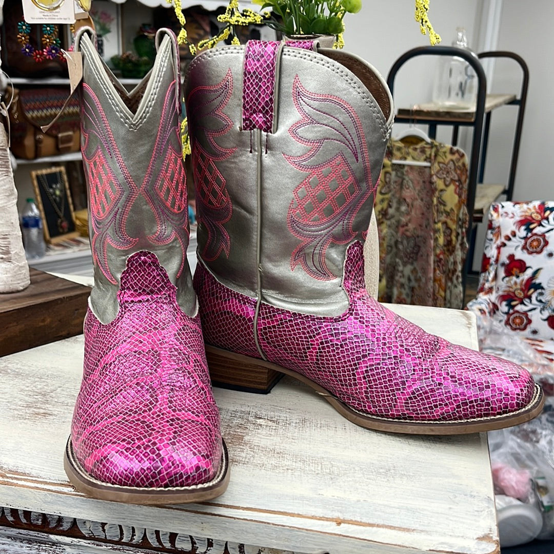 Pink Snake Skin Boots
