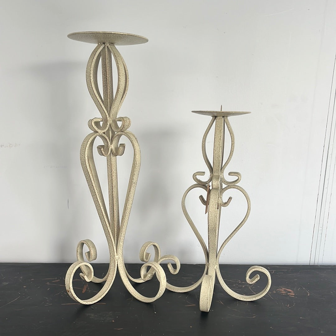 White Wrought Iron Candle Holders