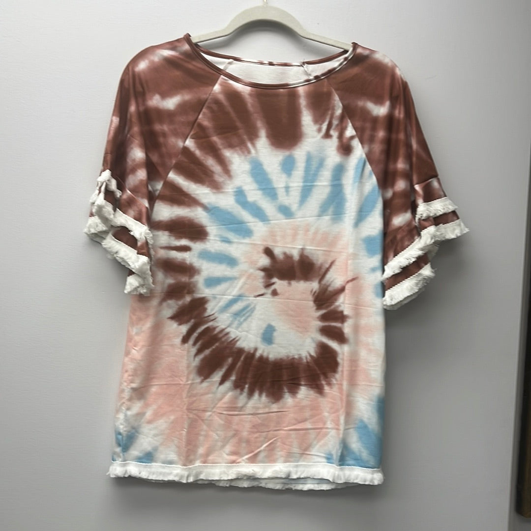 Tye Dye Shirt w/ Fringe Sleeves